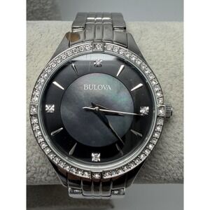 Bulova 96L281 New Battery Ladies MOP Watch 32MM 6.5" Swarovski Crystal